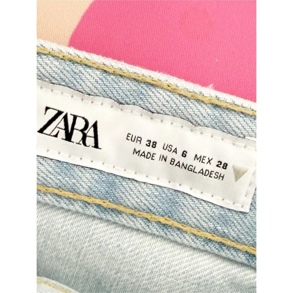 Zara Distressed High Rise Rigid Denim Cutoff Shorts Festival Summer 6 - Picture 4 of 8